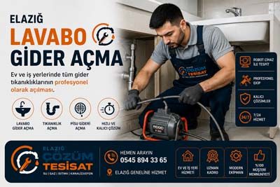 Elazığ lavabo Gider Açma